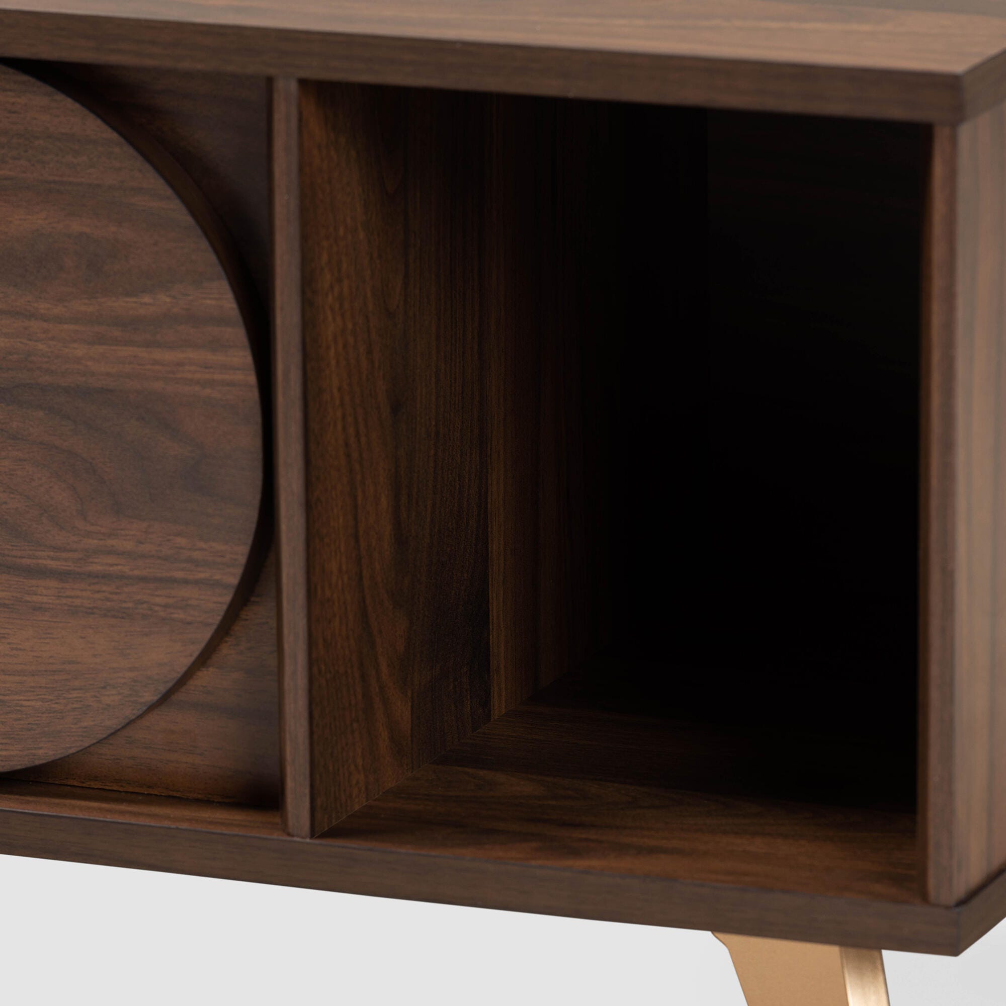 Baxton Studio Edel Walnut Brown and Gold Finished Wood Coffee Table, , large