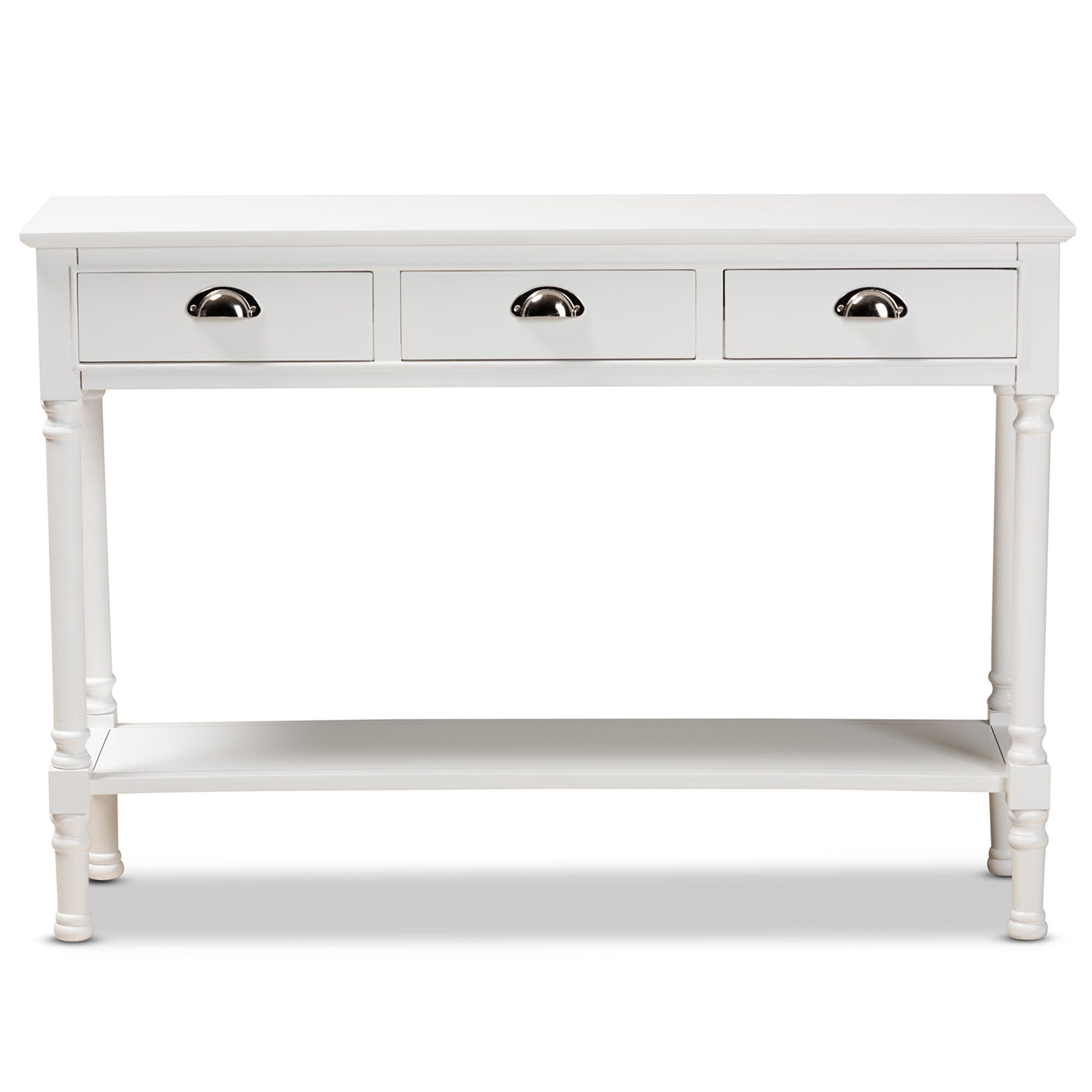 Garvey French Provincial White Finished Wood 3-Drawer Entryway Console Table, White, large