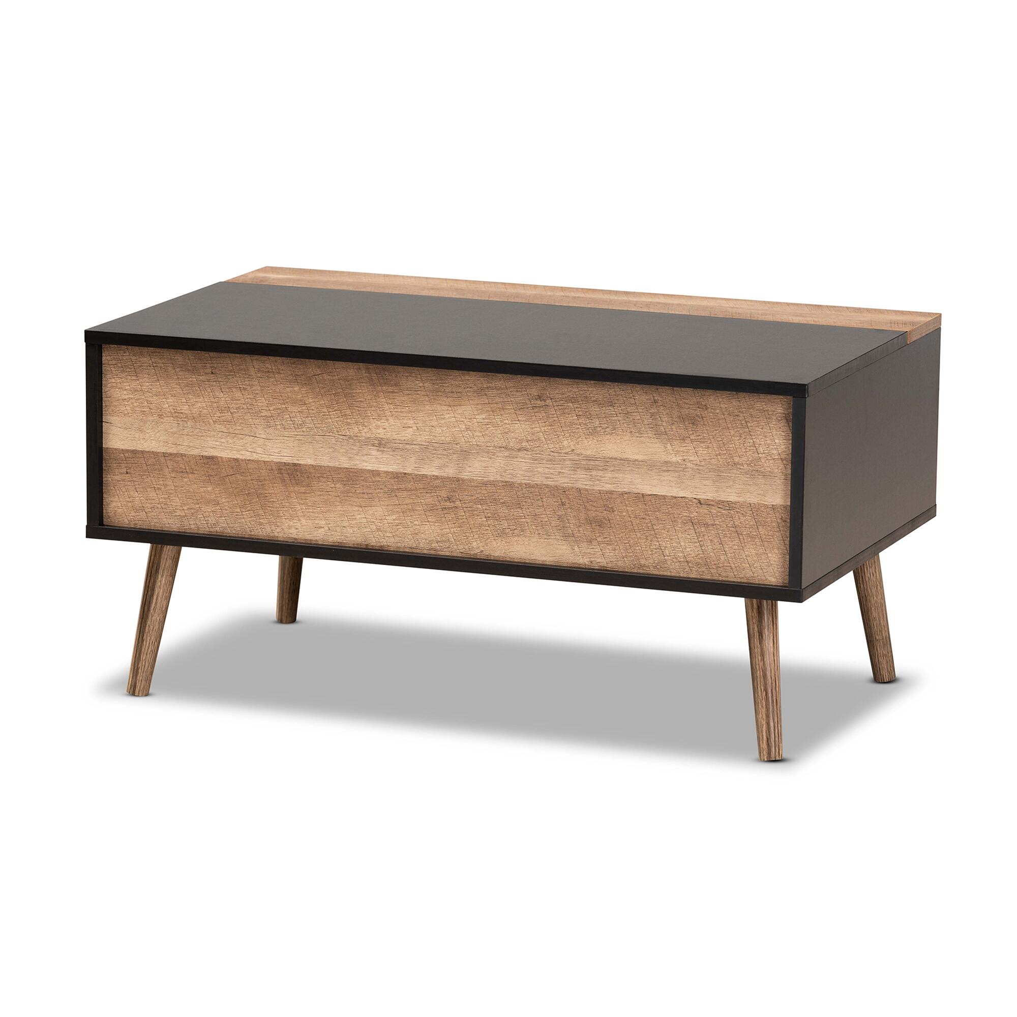 Jensen Two-Tone Black and Rustic Brown Finished Wood Lift Top Coffee Table, , large