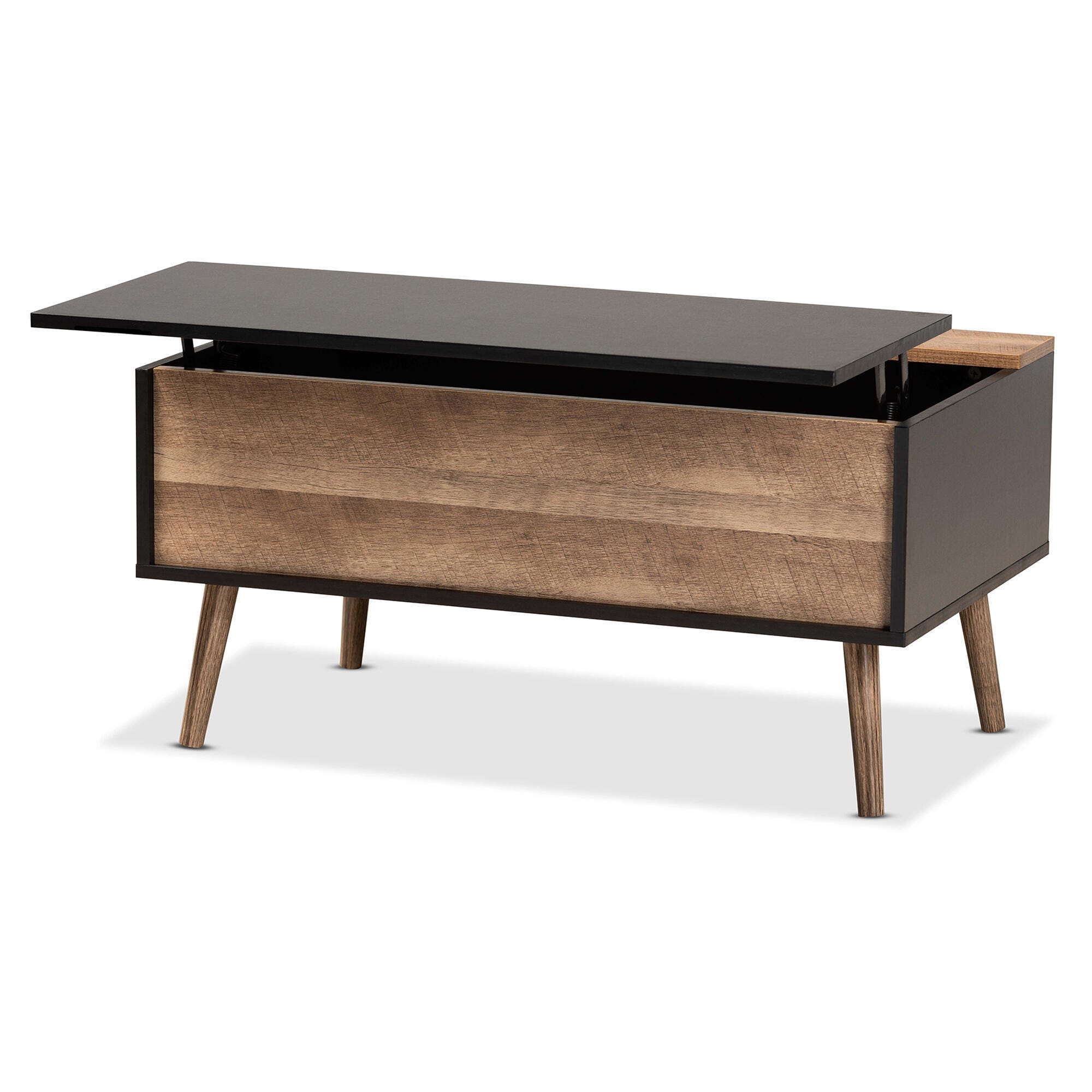 Jensen Two-Tone Black and Rustic Brown Finished Wood Lift Top Coffee Table, , large