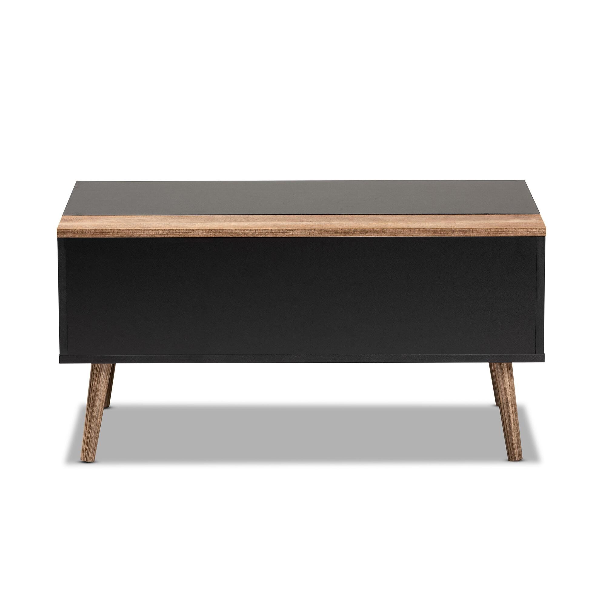 Jensen Two-Tone Black and Rustic Brown Finished Wood Lift Top Coffee Table, , large