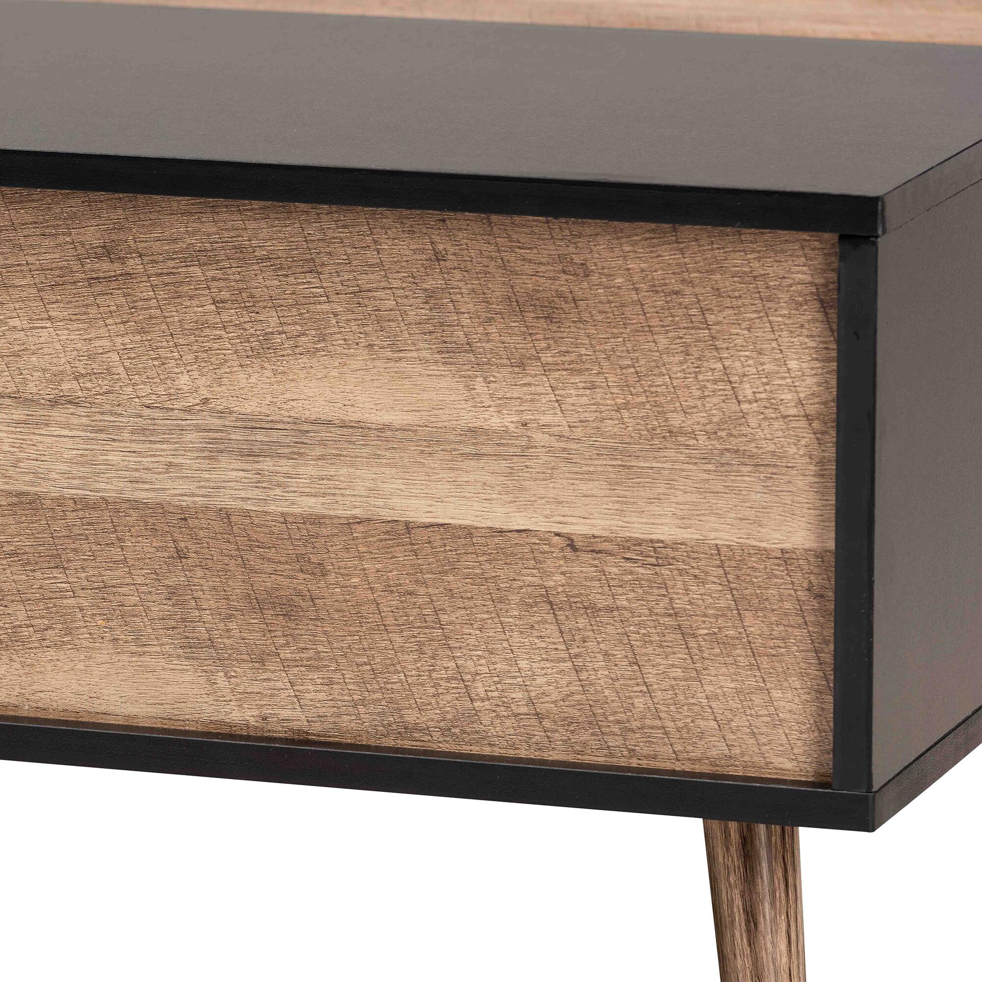 Jensen Two-Tone Black and Rustic Brown Finished Wood Lift Top Coffee Table, , large