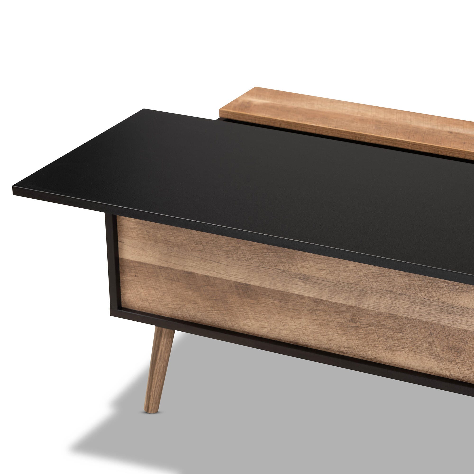 Jensen Two-Tone Black and Rustic Brown Finished Wood Lift Top Coffee Table, , large