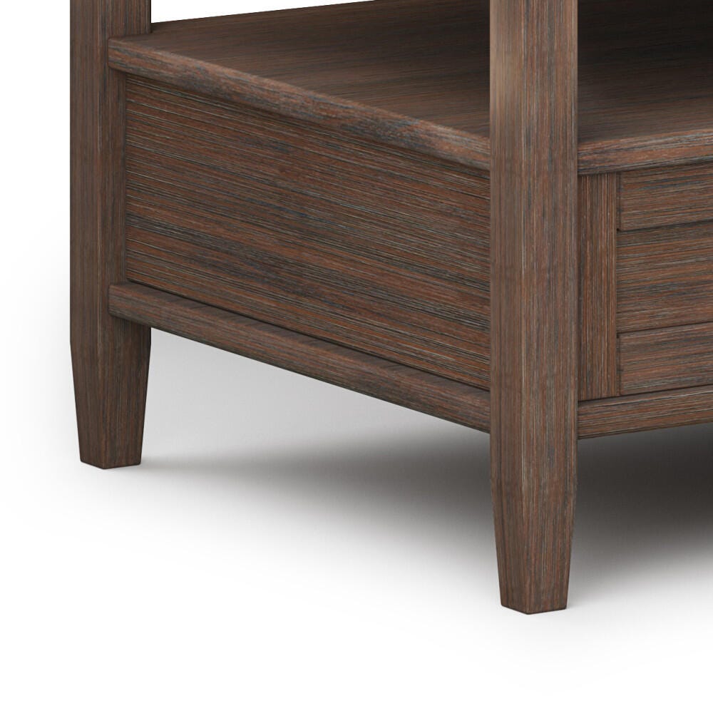 Simpli Home Warm Shaker Solid Wood 48" Wide Rectangle Rustic Coffee Table, Brown, large