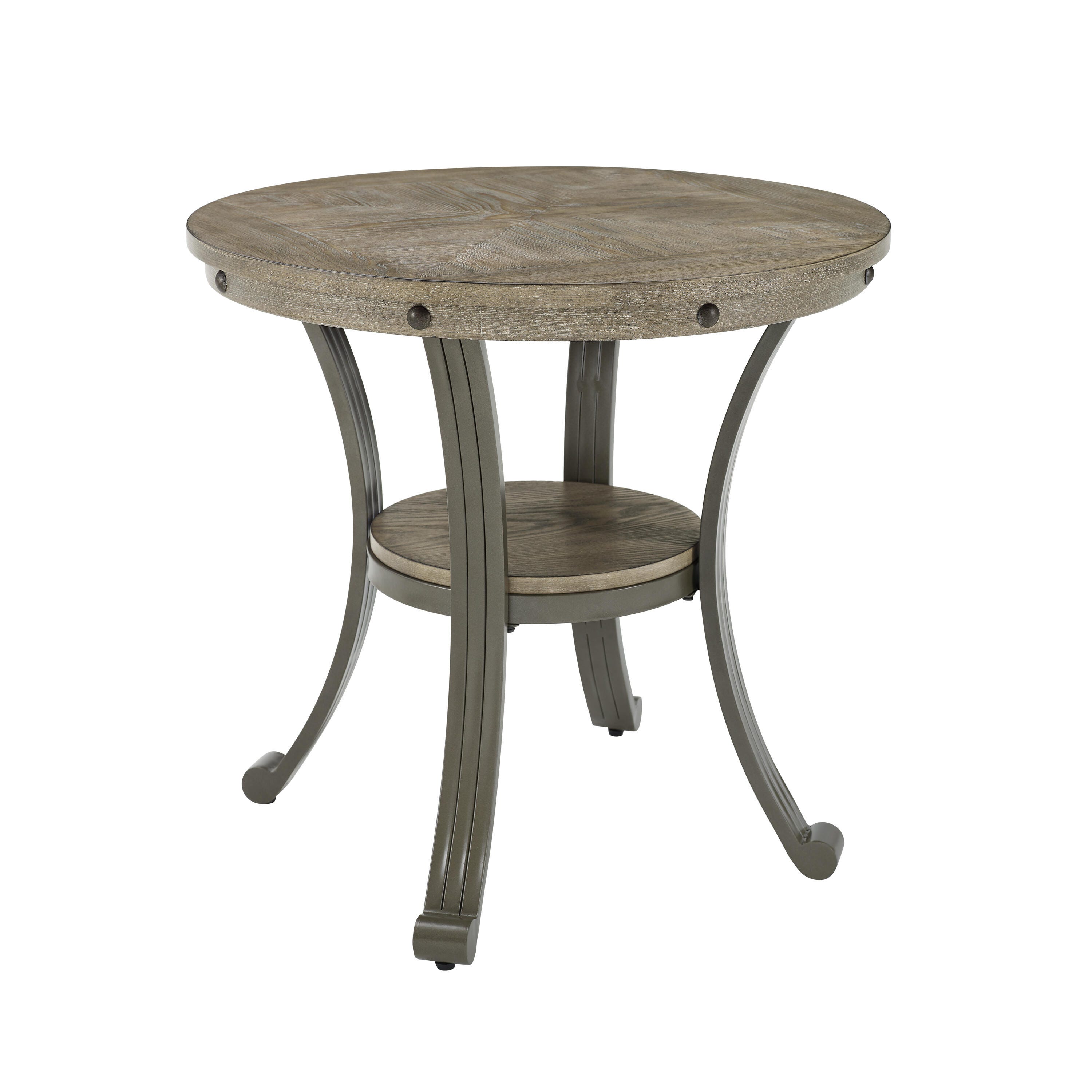 Linon Owens Round Side Table, Pewter Gray, large