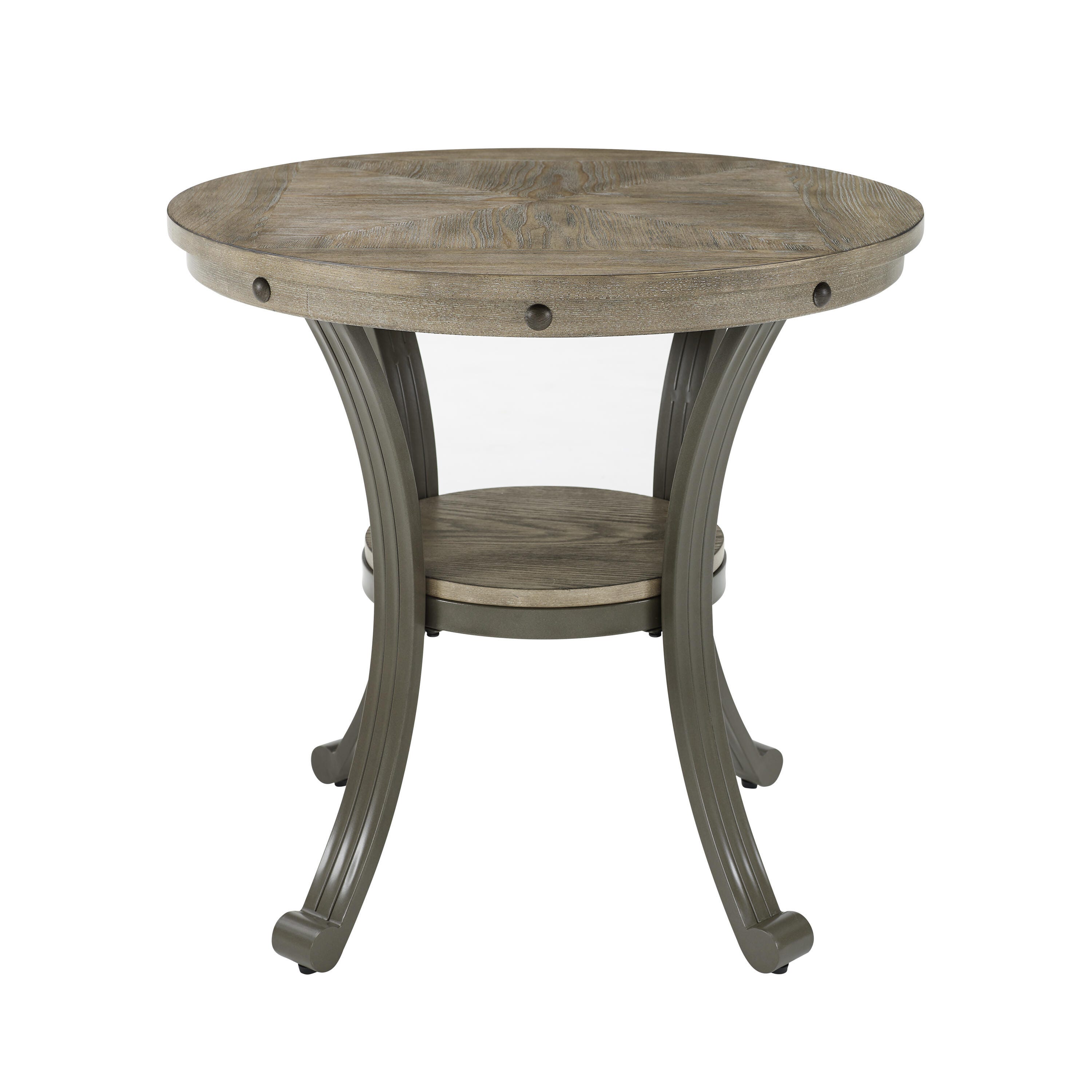 Linon Owens Round Side Table, Pewter Gray, large