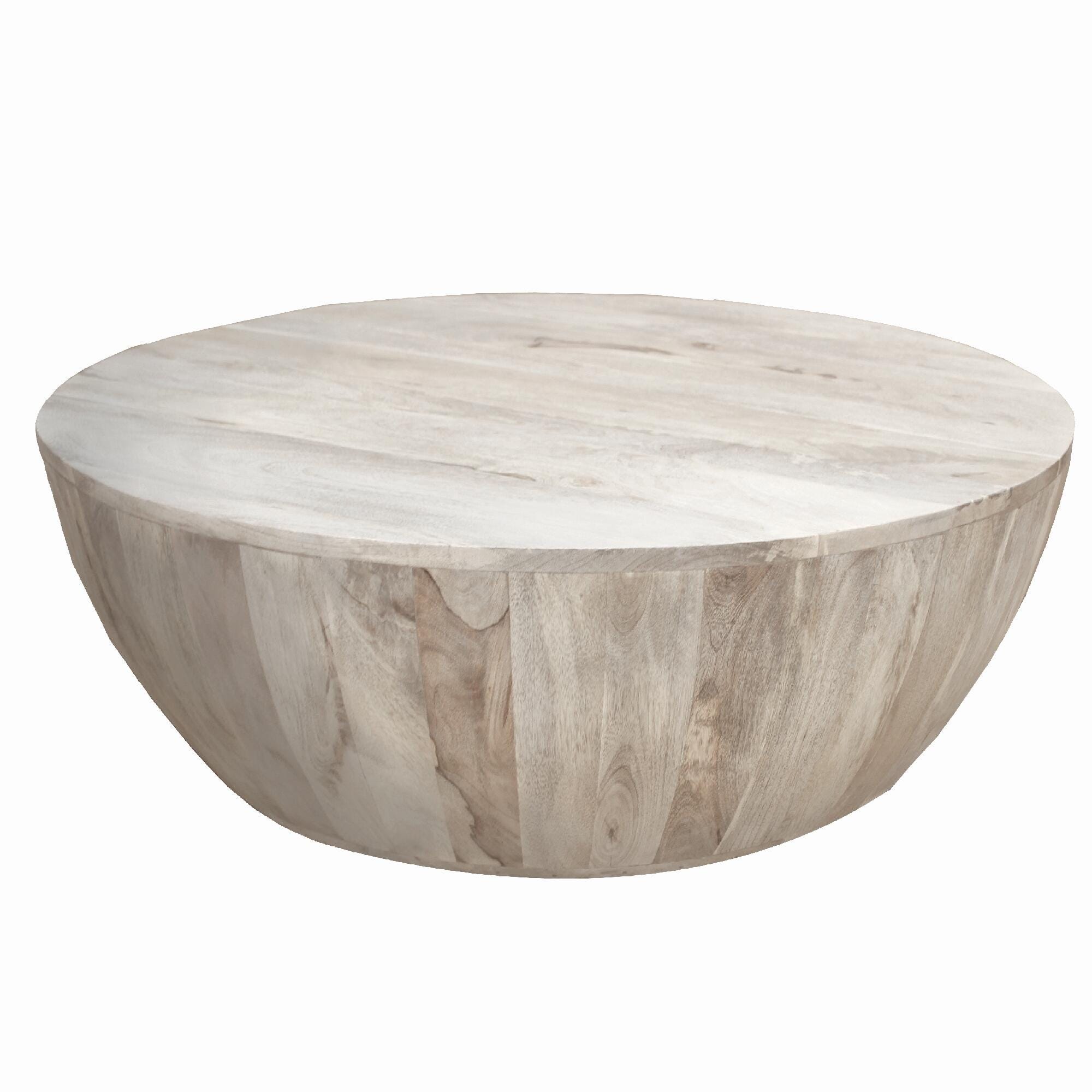 The Urban Port Distressed Round Coffee Table, White, large