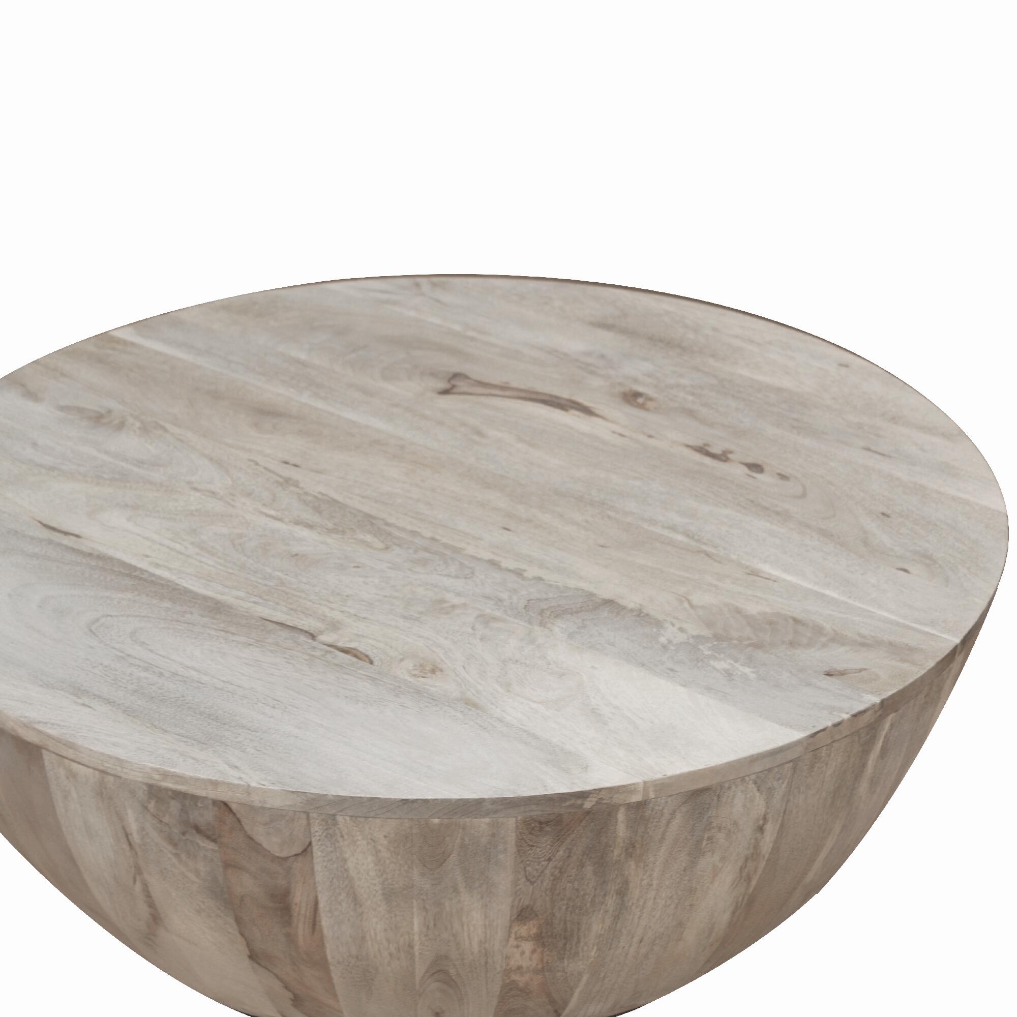 The Urban Port Distressed Round Coffee Table, White, large