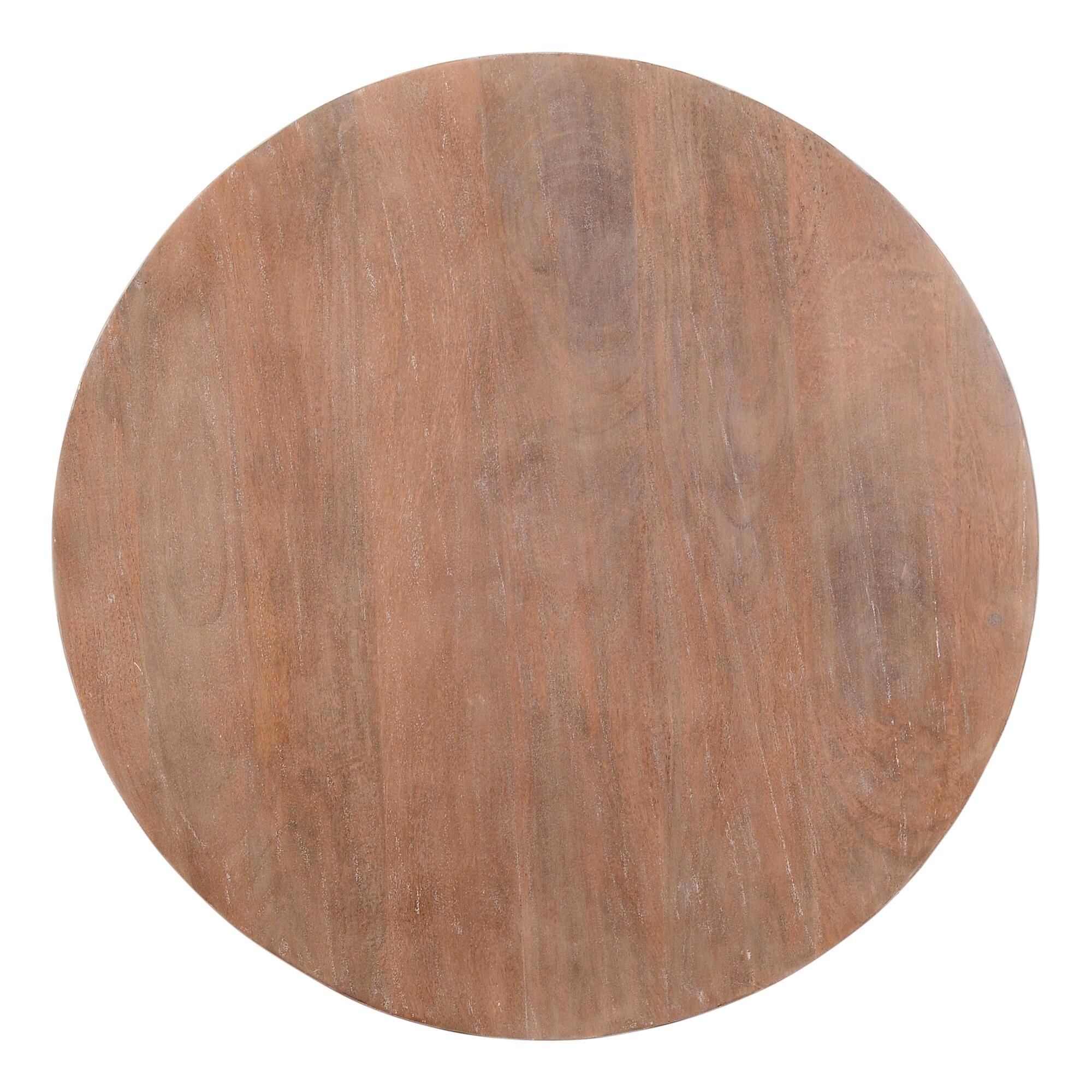 The Urban Port Drum Shape Coffee Table with Plank Base, Light Brown, large