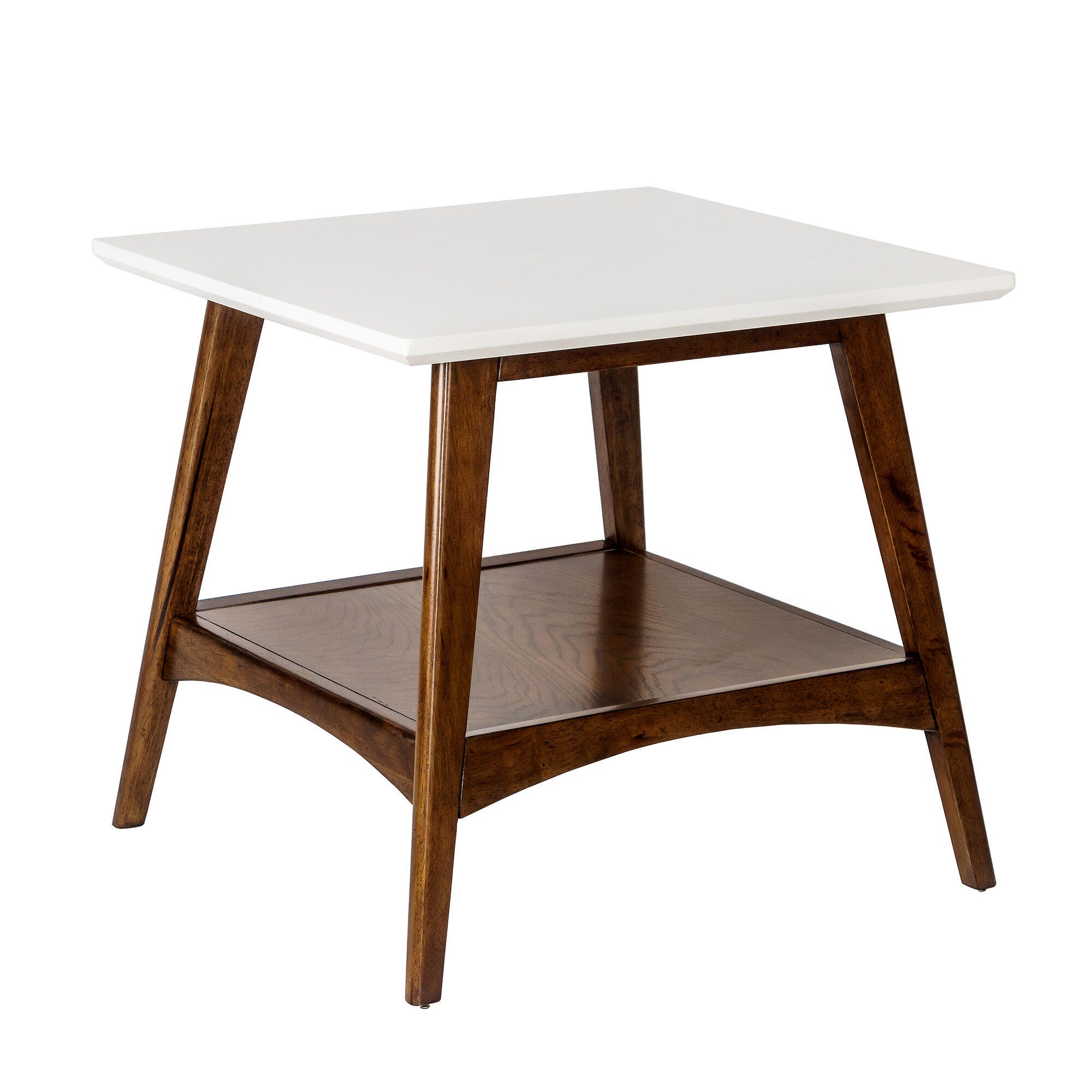 Madison Park Parker End Table, Off White/Pecan, large