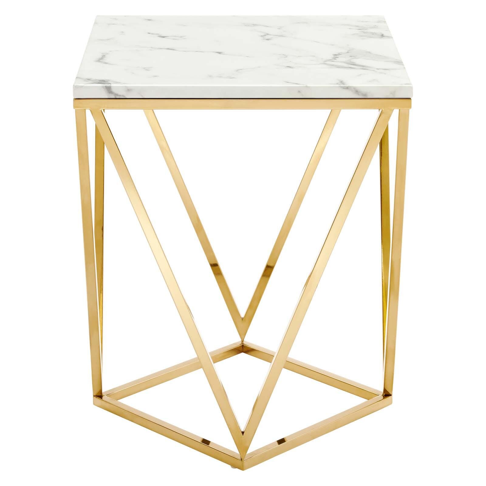 Modway Vertex Vertex Geometric Faux Marble End Table, , large