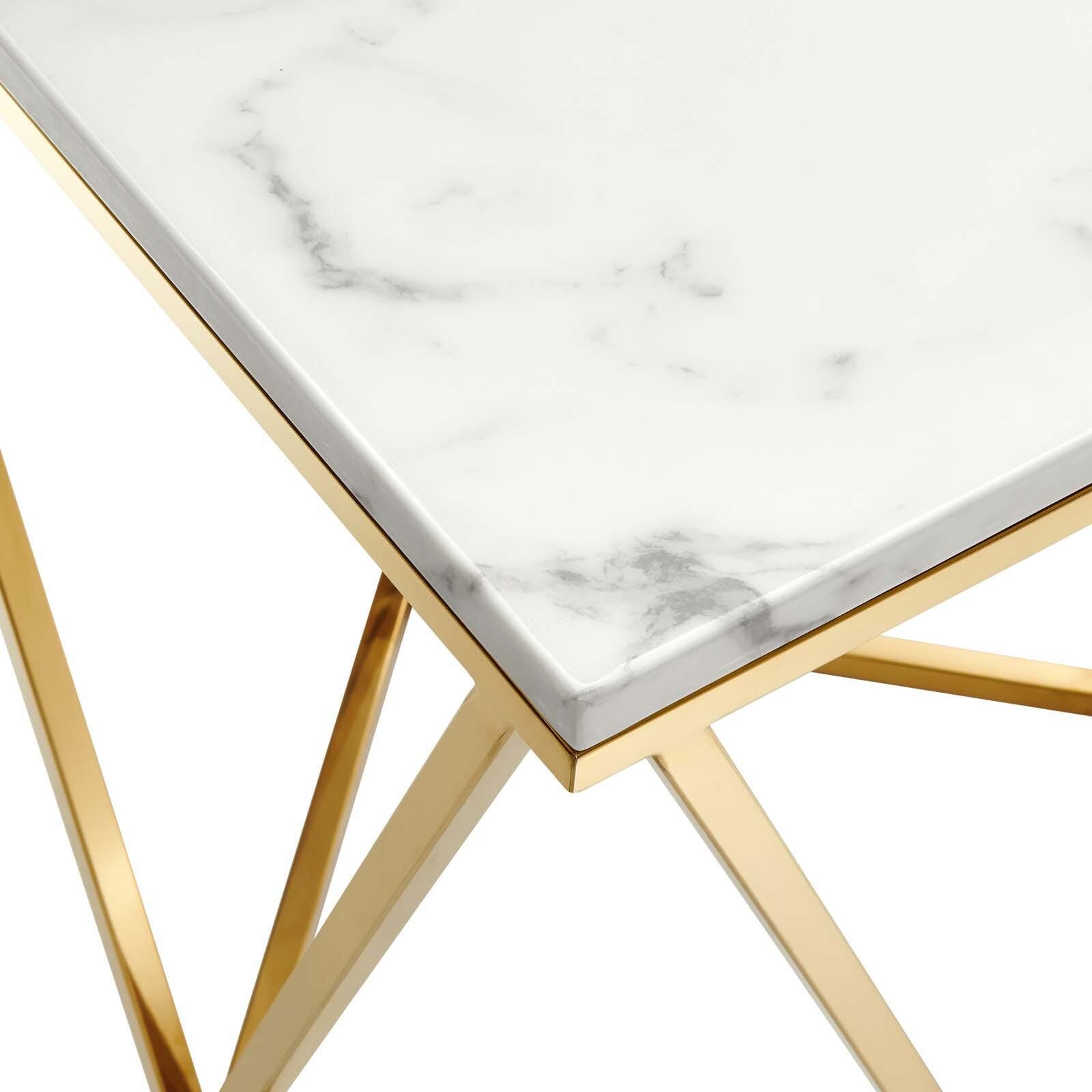 Modway Vertex Vertex Geometric Faux Marble End Table, , large