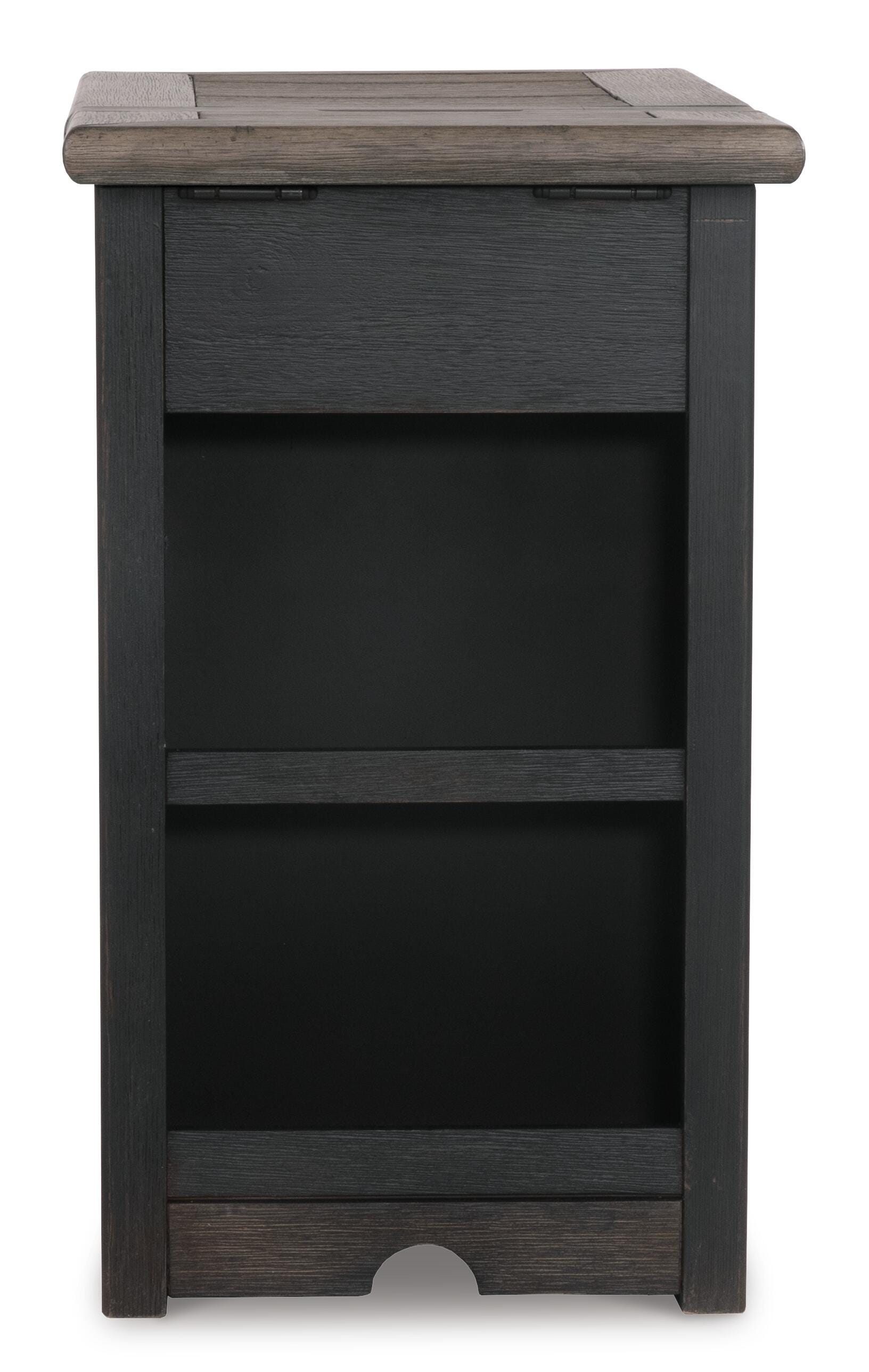 Tyler Creek Chairside End Table with USB Ports & Outlets, Grayish Brown/Black, large