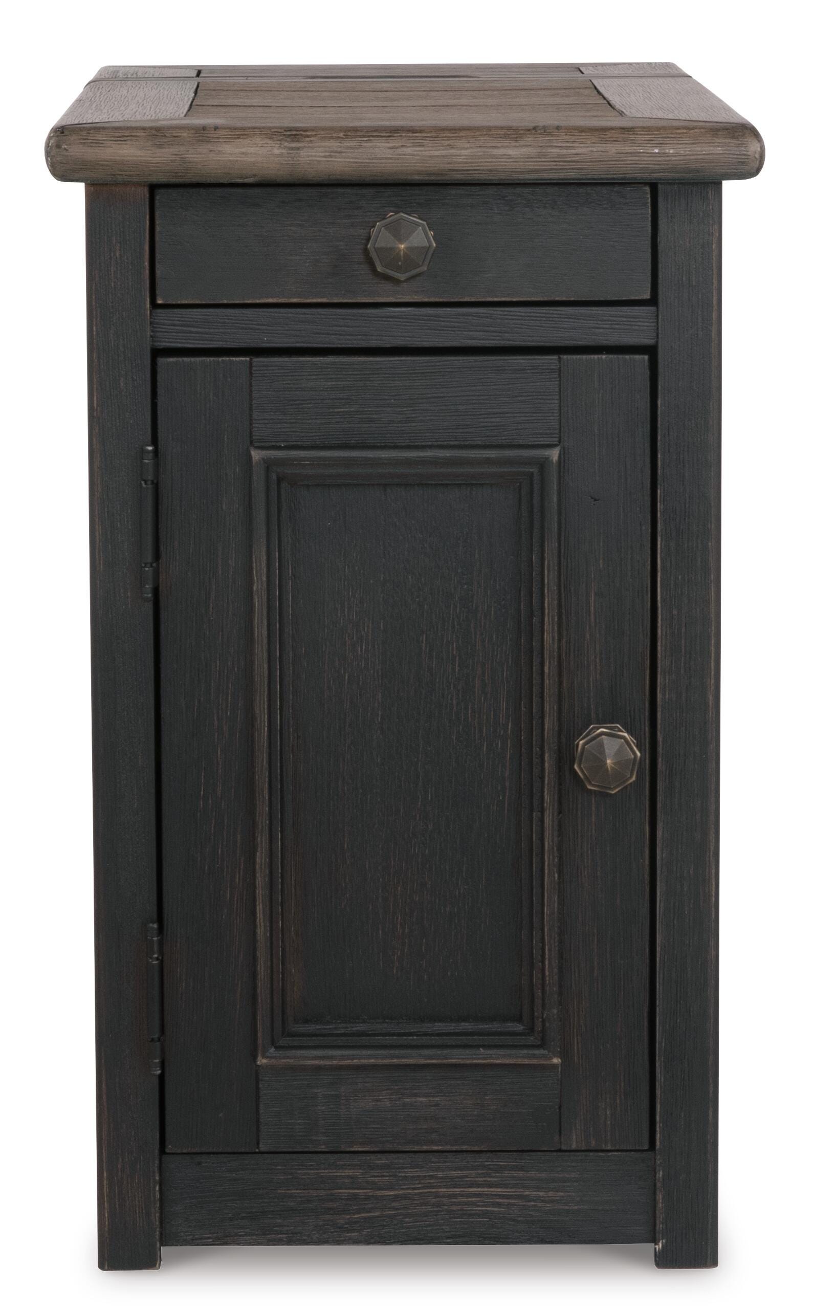 Tyler Creek Chairside End Table with USB Ports & Outlets, Grayish Brown/Black, large