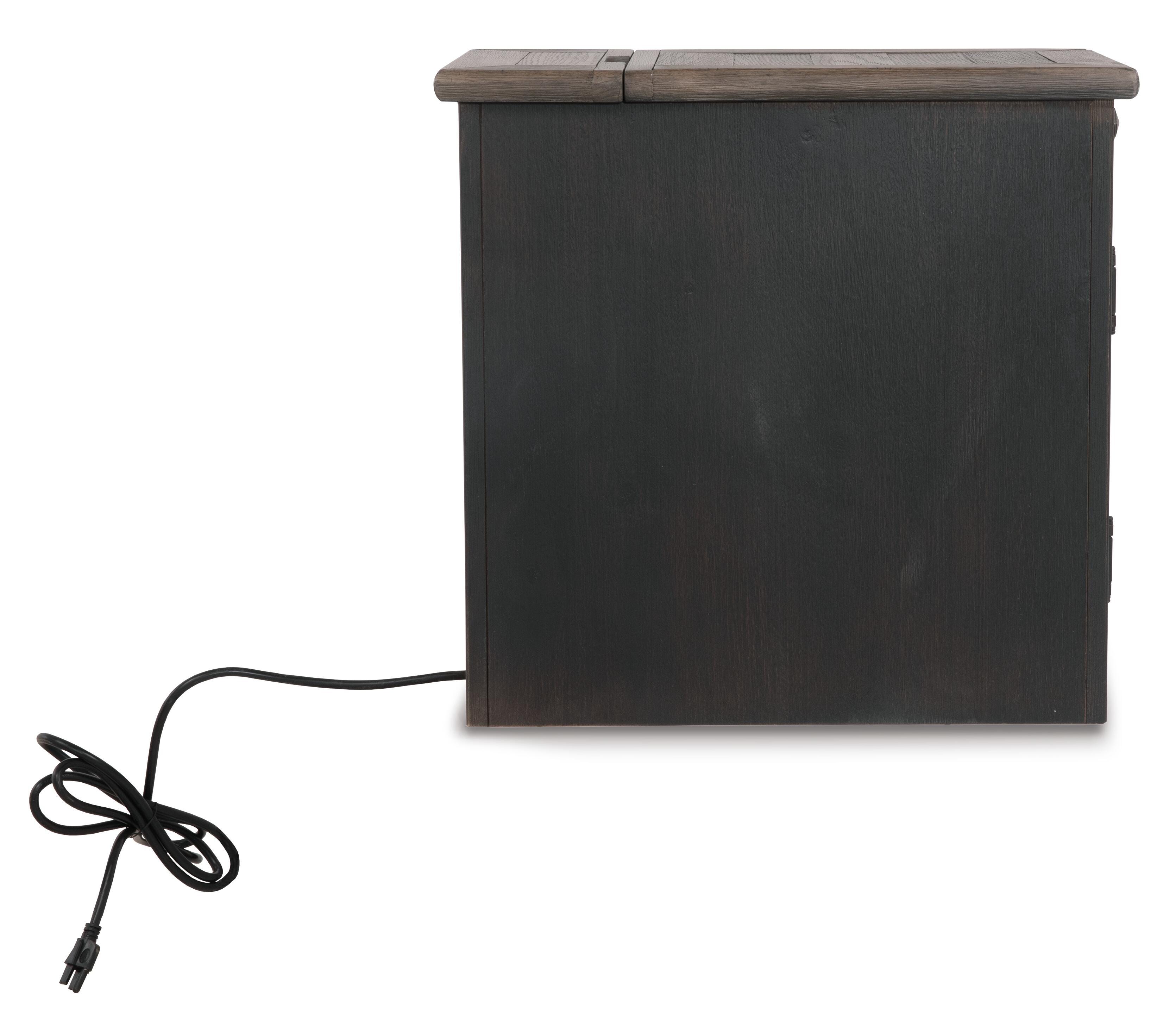 Tyler Creek Chairside End Table with USB Ports & Outlets, Grayish Brown/Black, large