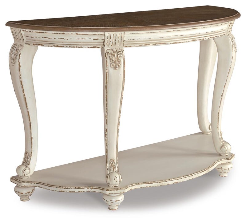 Realyn Sofa Table, White/Brown