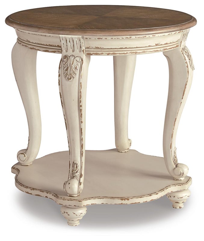 Realyn End Table, White/Brown