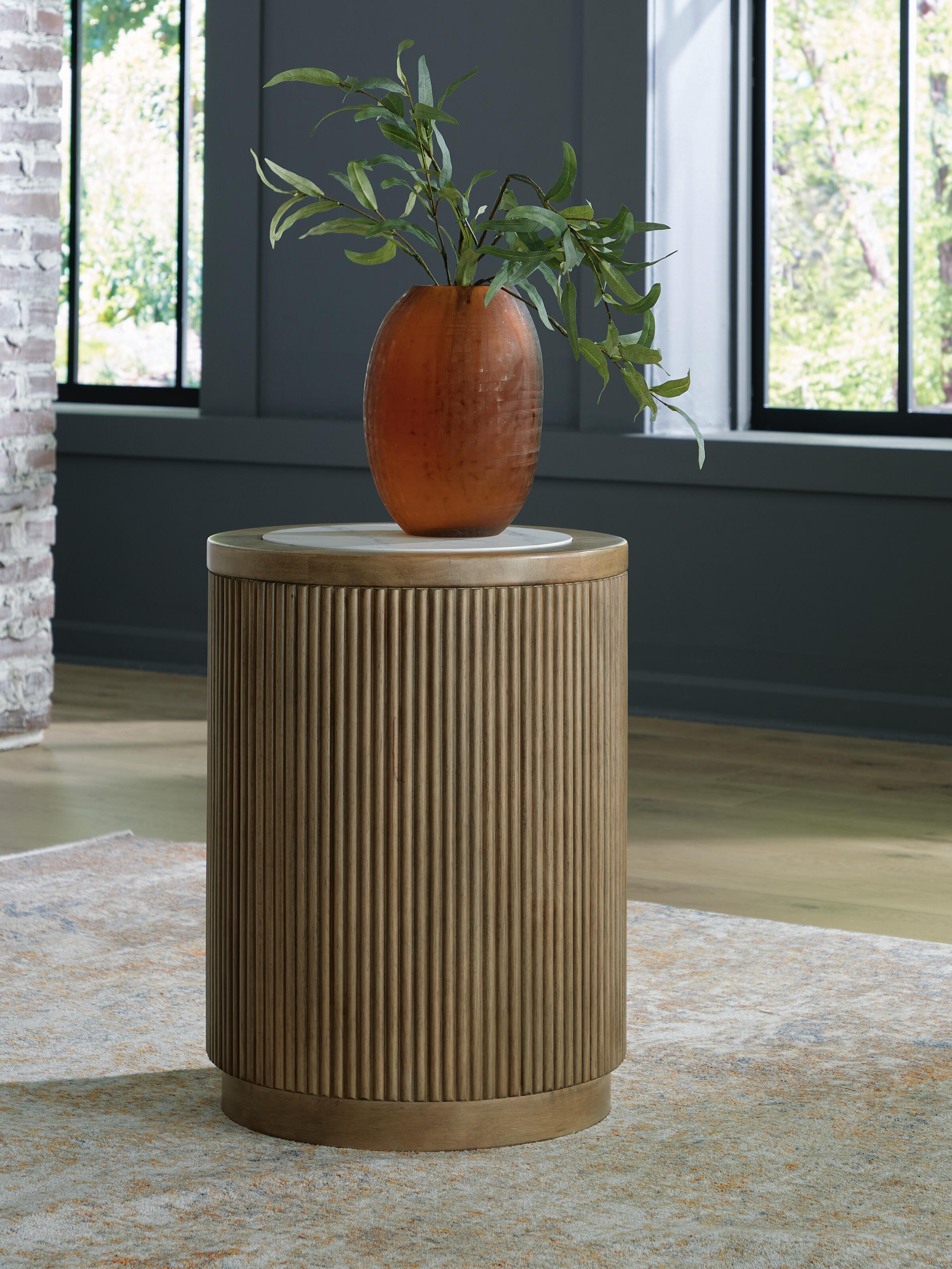 Camdill End Table, Light Brown/White, rollover