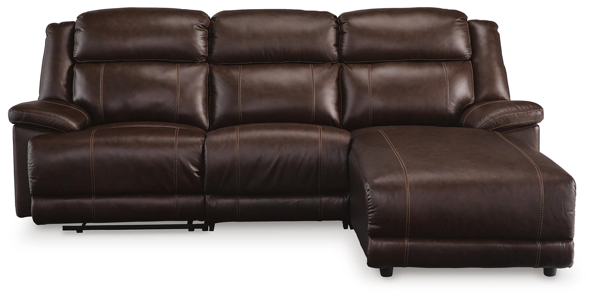 VonKurt 3-Piece Reclining Sofa Chaise, Dark Brown, large