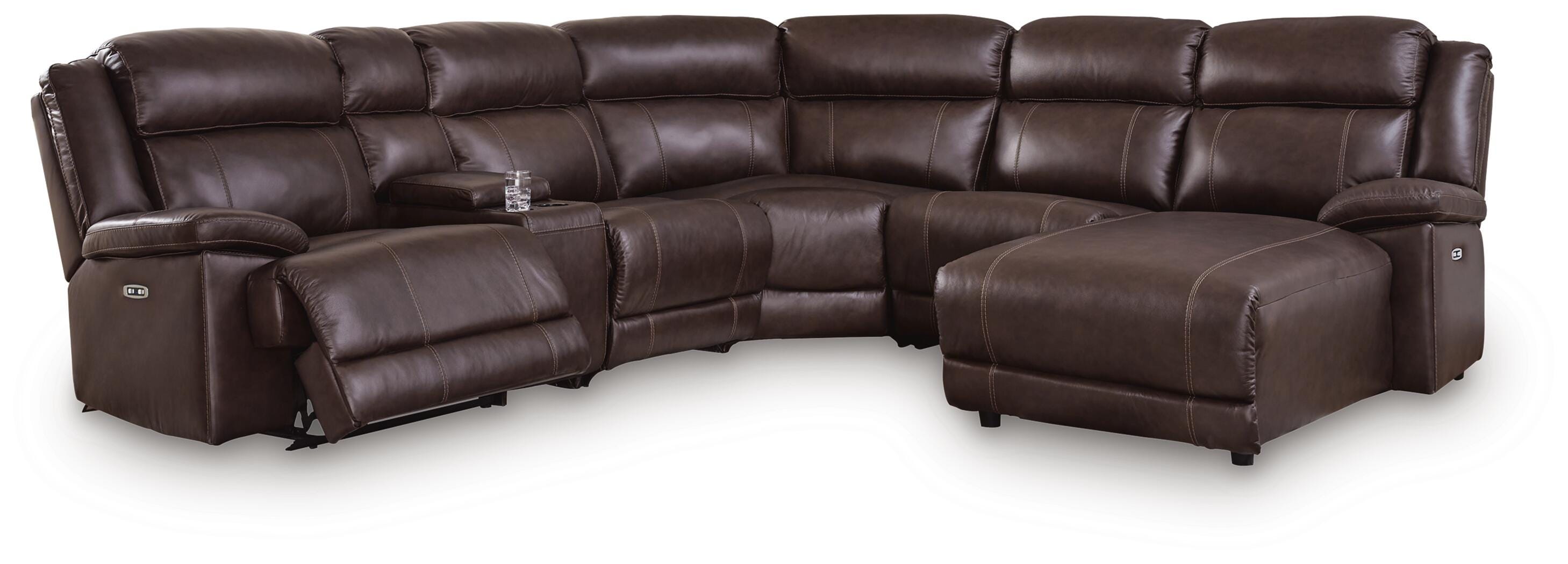 VonKurt 6-Piece Power Reclining Sectional with Chaise, Dark Brown, large