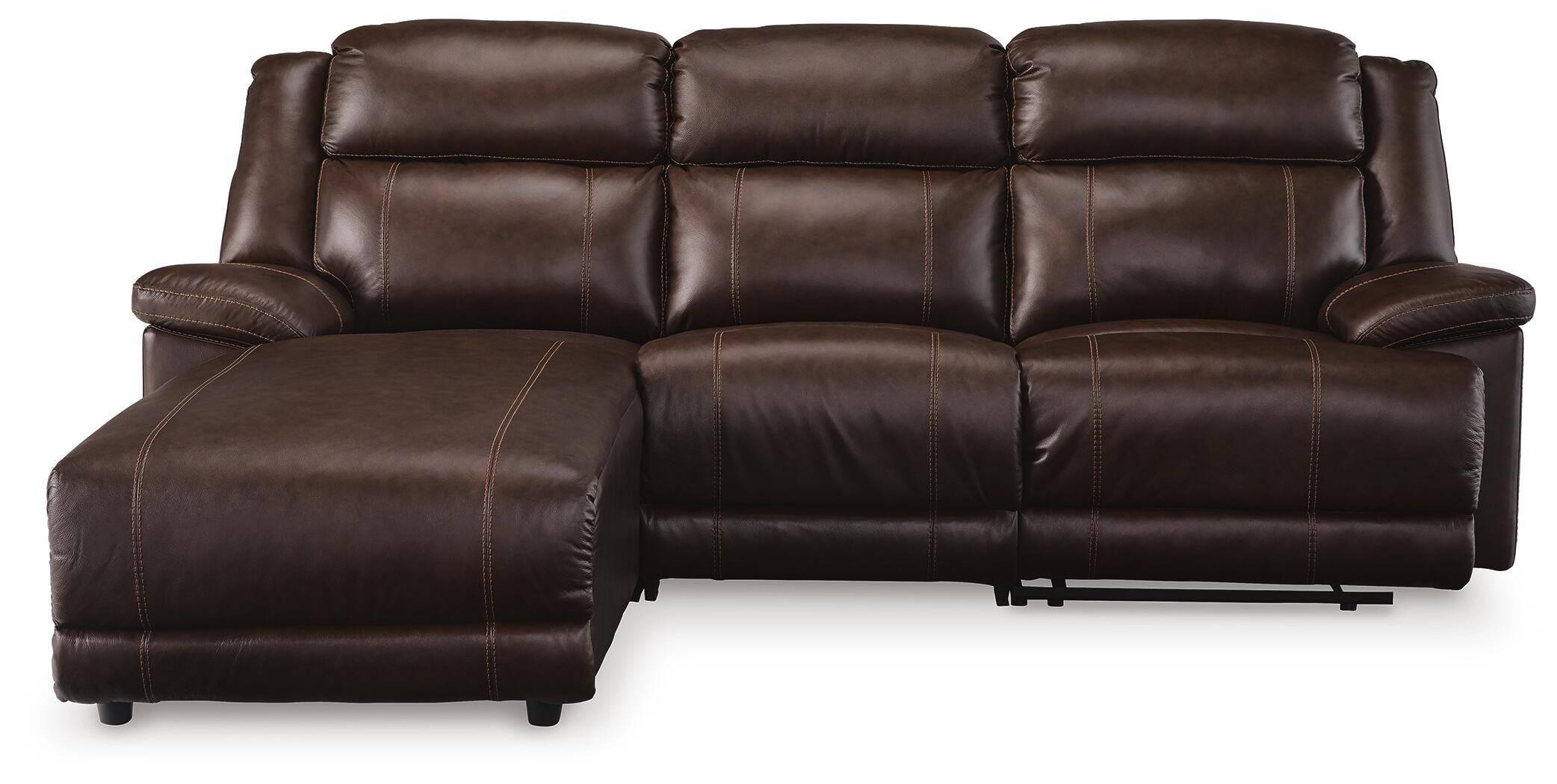 VonKurt 3-Piece Reclining Sofa Chaise, Dark Brown, large