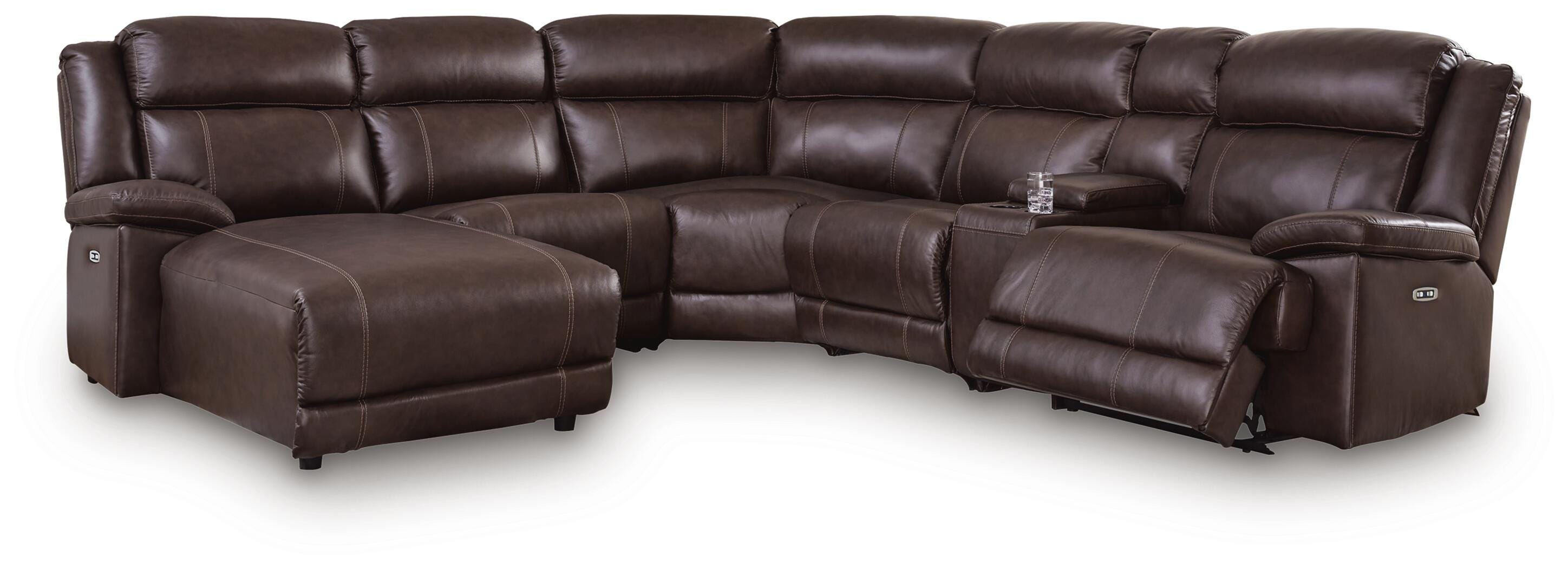 VonKurt 6-Piece Power Reclining Sectional with Chaise, Dark Brown, large