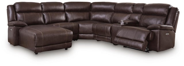 VonKurt 6-Piece Power Leather Reclining Modular Sectional with Chaise