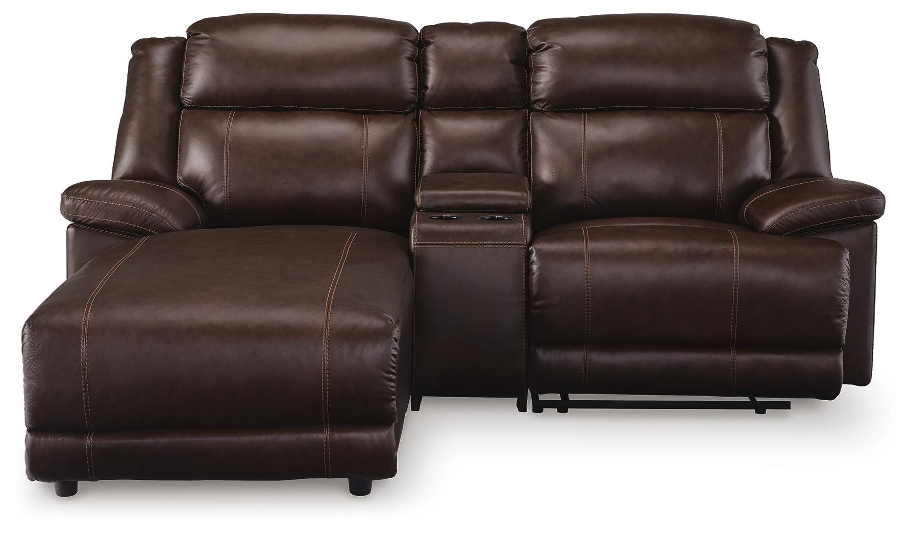 VonKurt 3-Piece Power Reclining Sectional Sofa with Chaise, Dark Brown, large