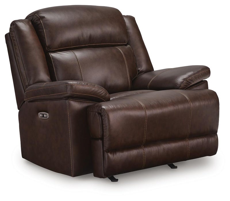 VonKurt Power Leather Rocker Recliner, Dark Brown