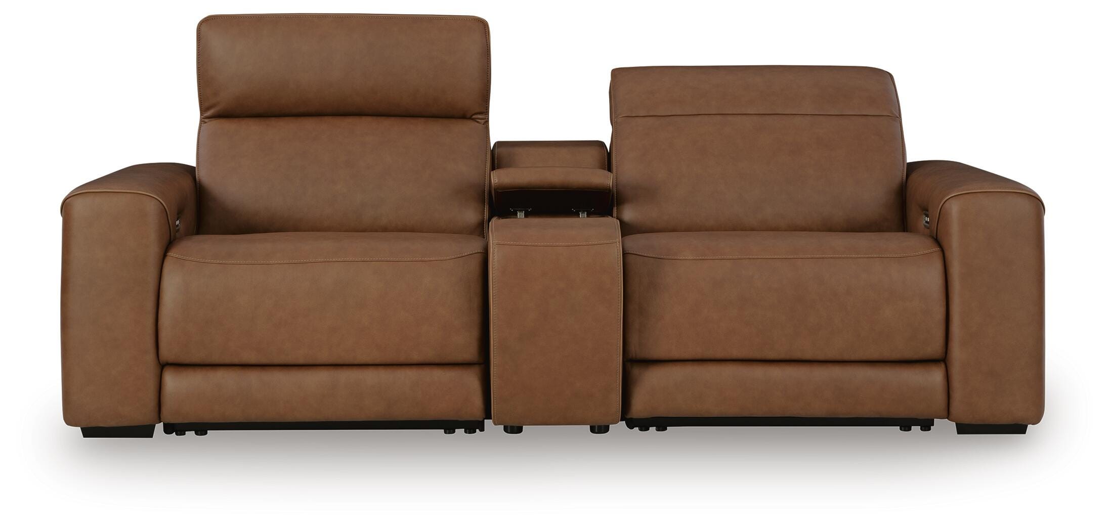 Rally-Up 2-Piece Power Reclining Sectional Loveseat with Console, Caramel, large