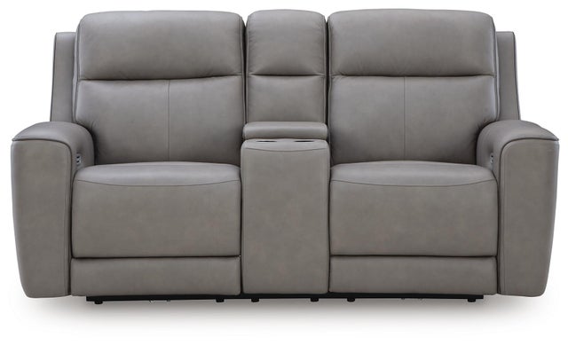5Z-Relaxation Dual Power Leather Reclining Loveseat with Console