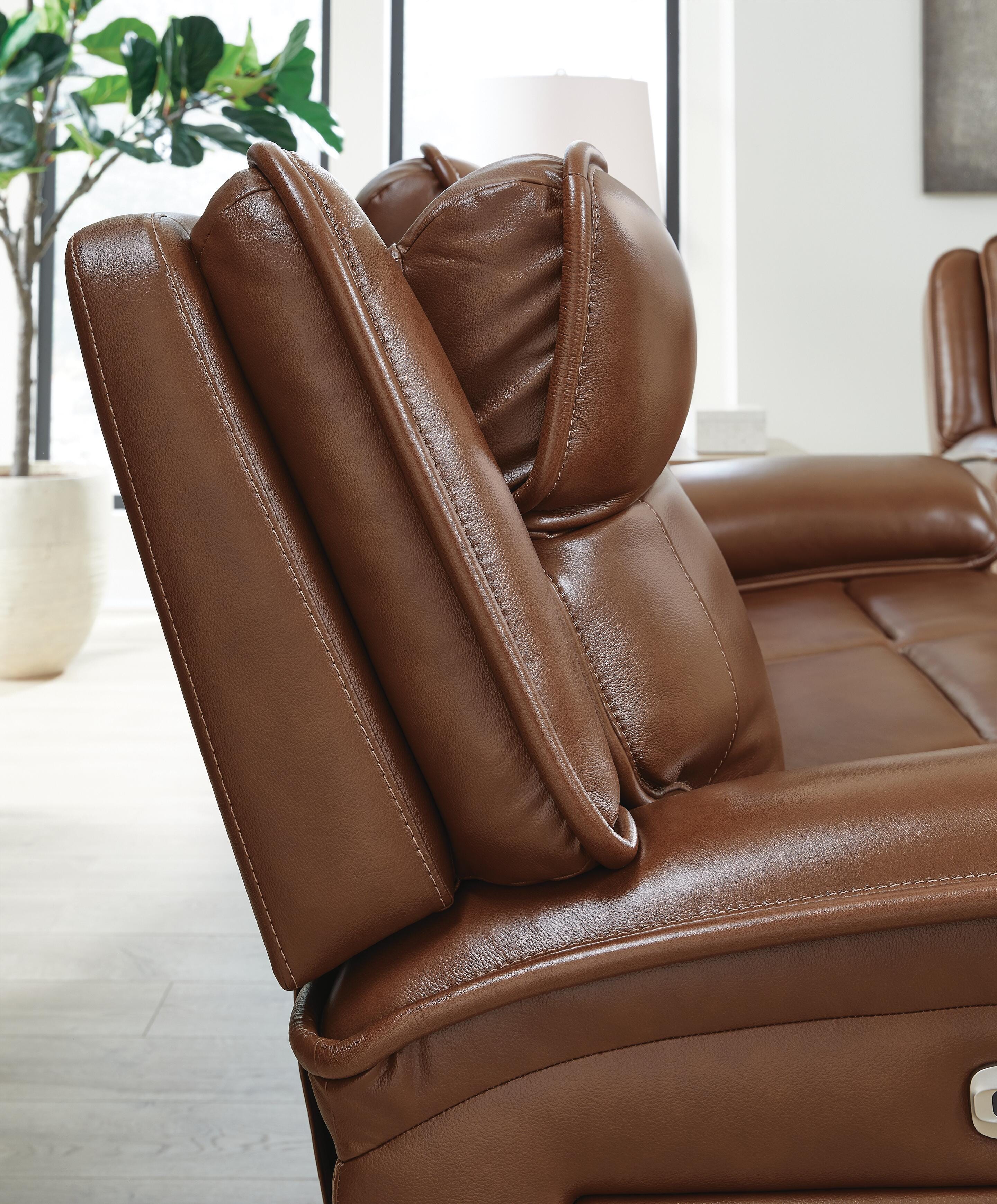 Healy Pier Dual Power Leather Reclining Loveseat with Console | Ashley