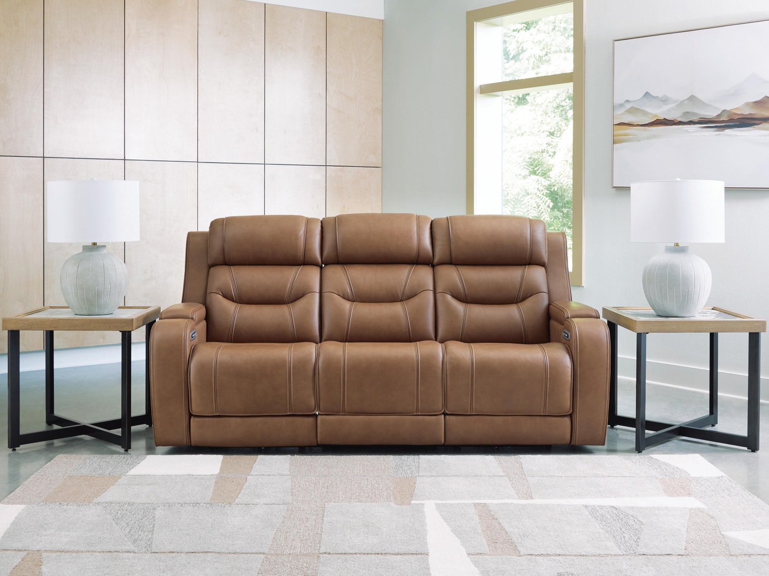 Dreamer Power Reclining Sofa with Audio Seating, Caramel, large