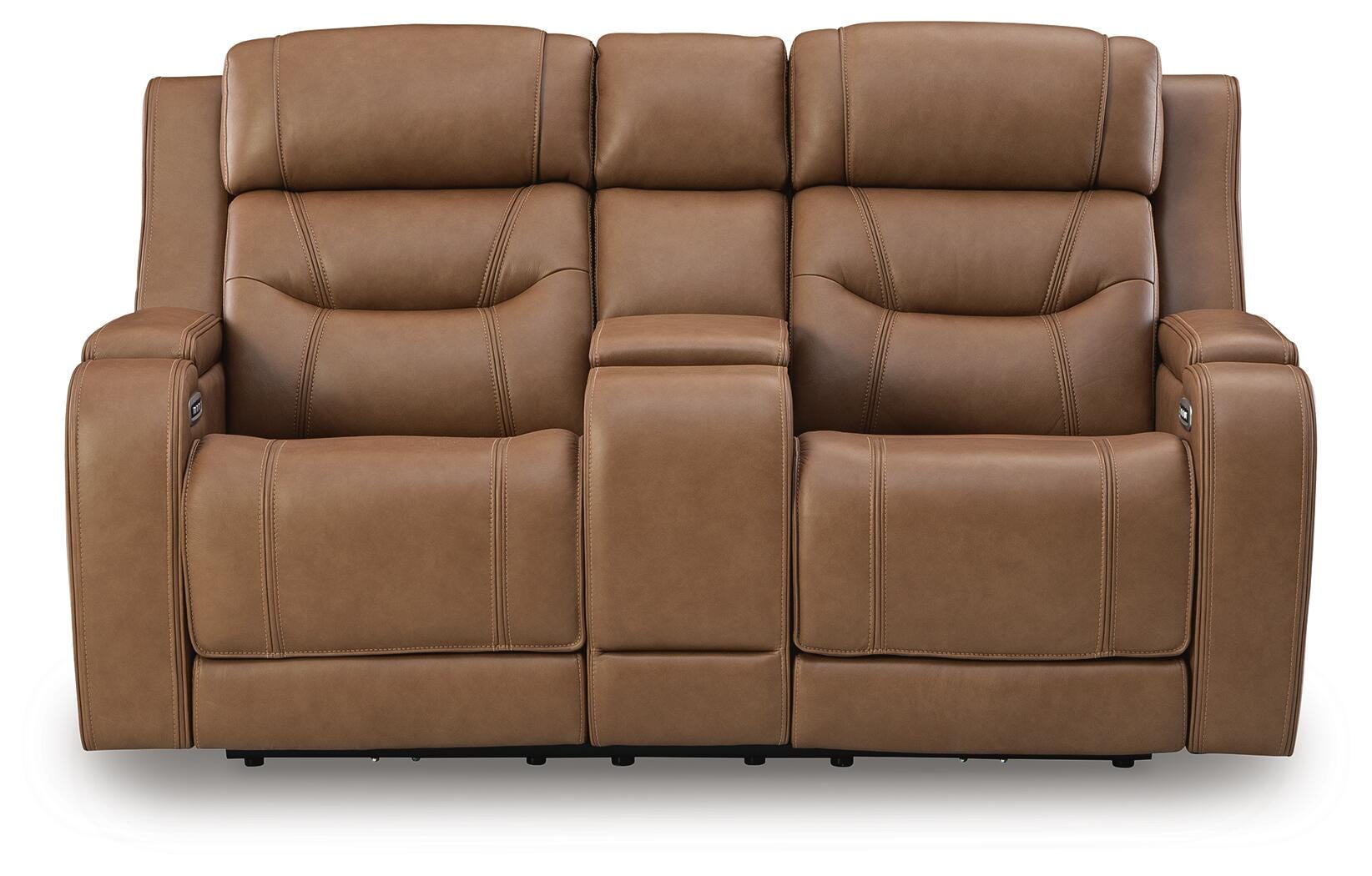 Dreamer Power Reclining Loveseat with Audio Seating, Caramel, large