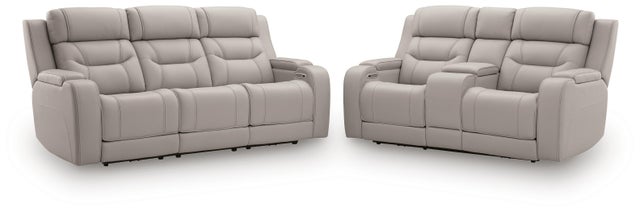 Dreamer Leather Dual Power Reclining Sofa and Loveseat Set
