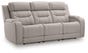 Dreamer Power Reclining Sofa with Audio Seating, Gray, large