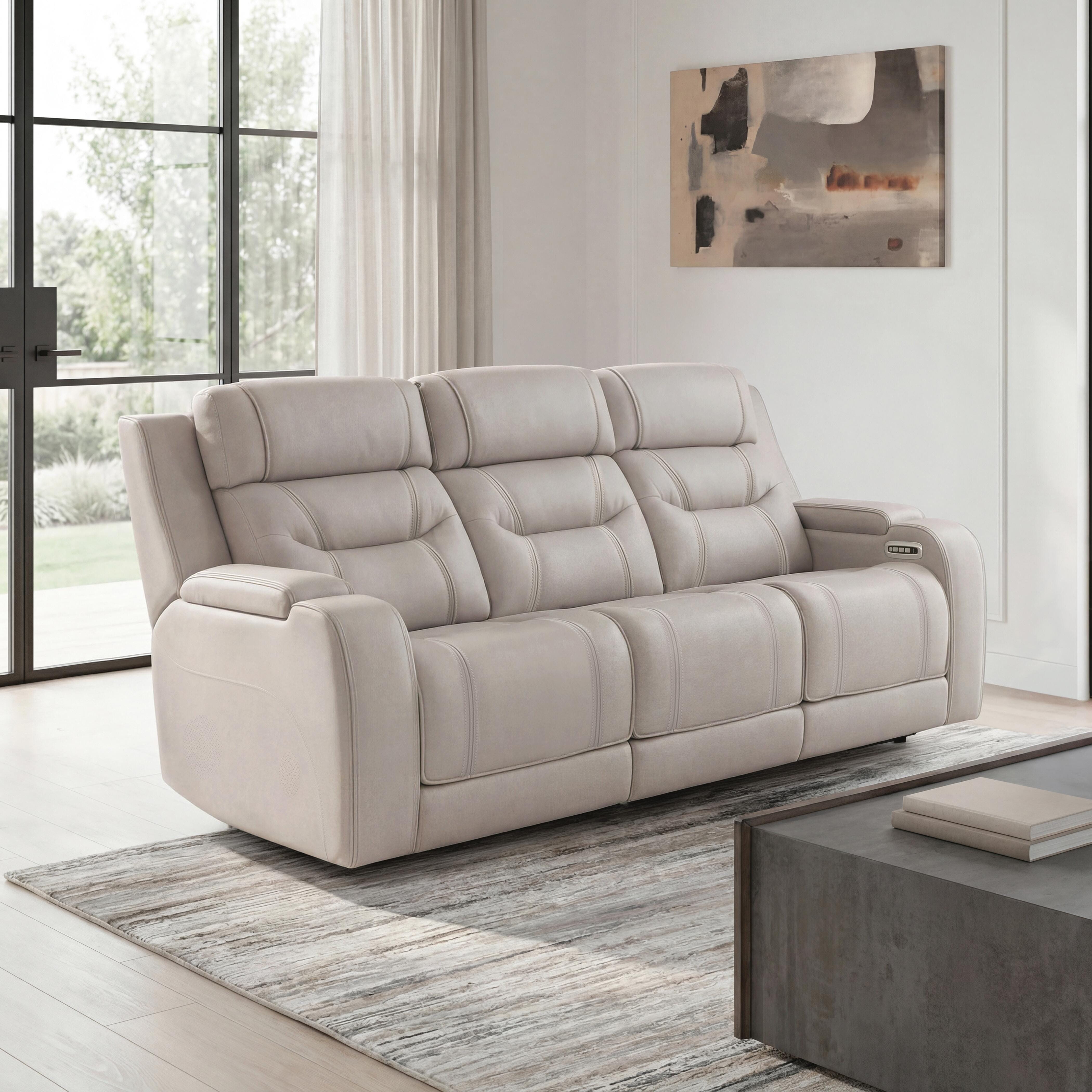 Dreamer Power Reclining Sofa with Audio Seating, Gray, large