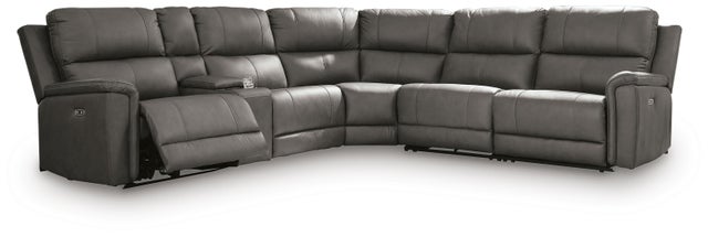 Beryton 6-Piece Dual Power Leather Reclining Sectional with Console