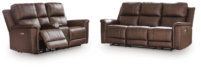 Beryton Leather Dual Power Reclining Sofa and Loveseat Set