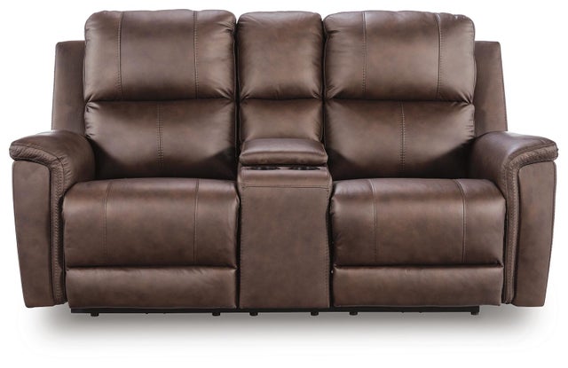 Beryton Dual Power Leather Reclining Loveseat with Console
