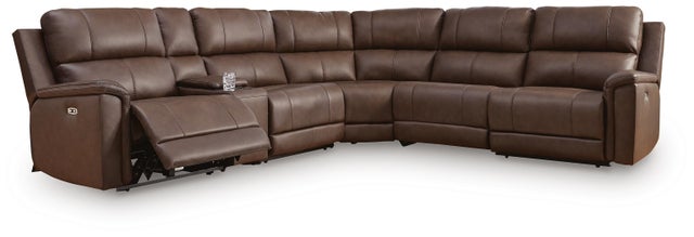 Beryton 6-Piece Dual Power Leather Reclining Sectional with Console