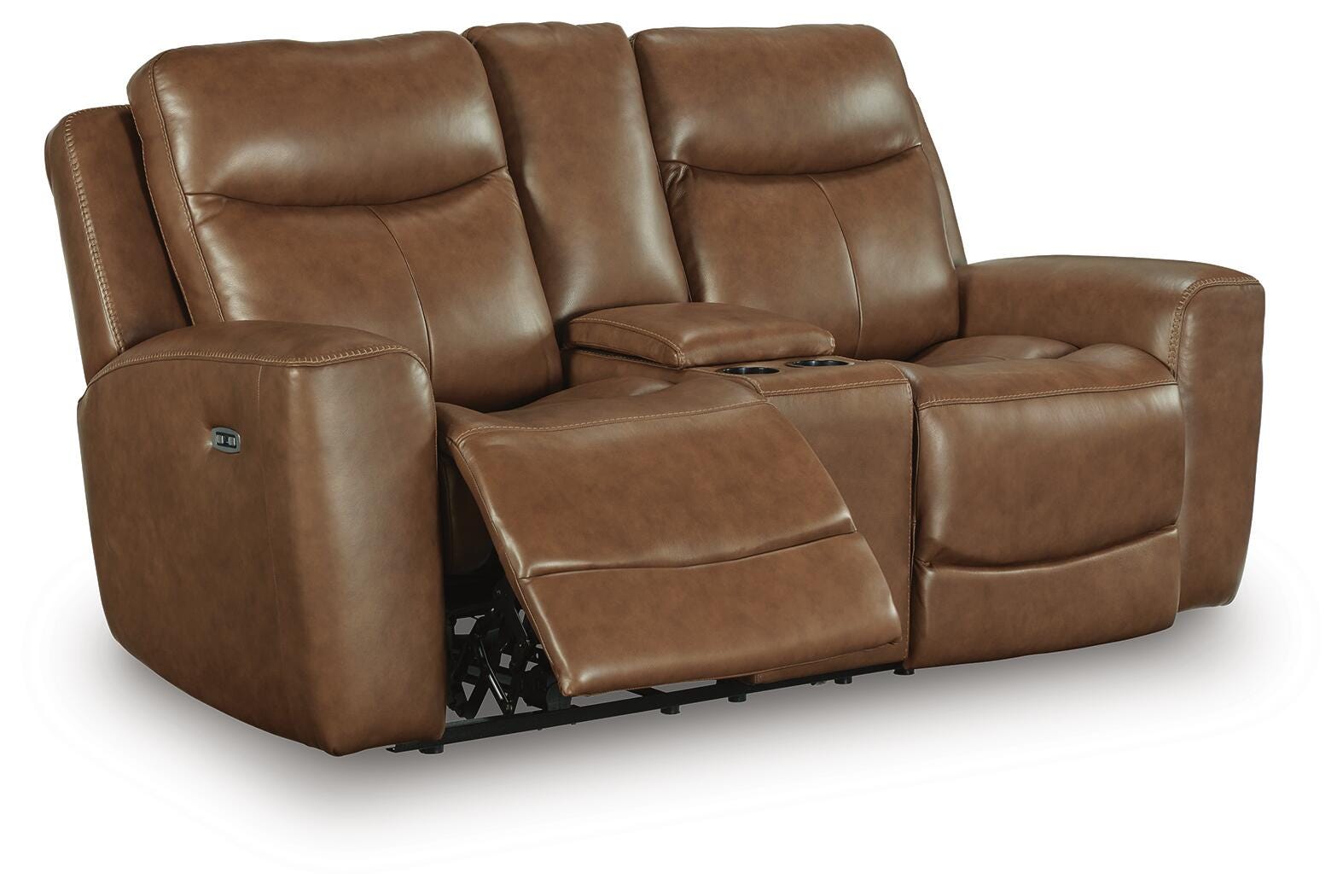 Momentum Moves Dual Power Leather Reclining Loveseat with Console