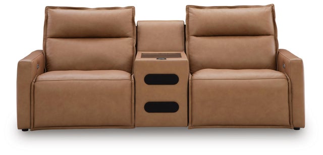 Arrington 3-Piece Dual Power Leather Reclining Modular Loveseat with Audio Console