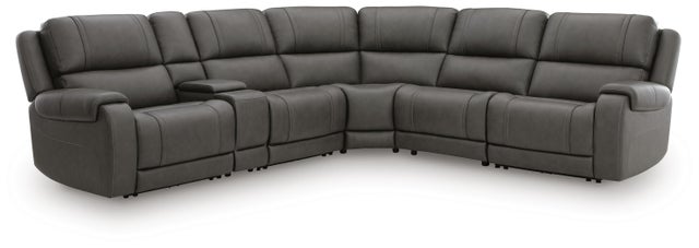 5Z-Harrenhurst 6-Piece Leather Dual Power Reclining Modular Sectional with Storage Console and 3 Reclining Seats