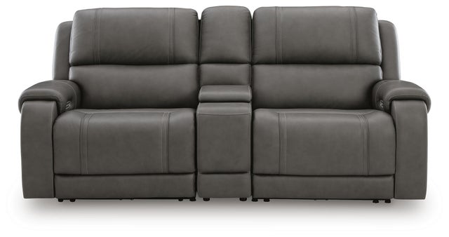 5Z-Harrenhurst 3-Piece Leather Dual Power Reclining Modular Loveseat with Console