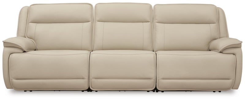 Double Deal 3-Piece Dual Power Leather Reclining Modular Sofa, Almond