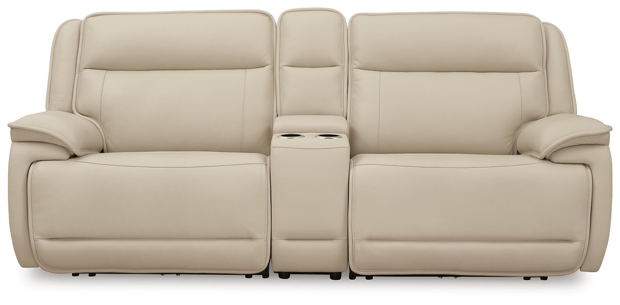 Double Deal 3-Piece Dual Power Leather Reclining Modular Loveseat with Console