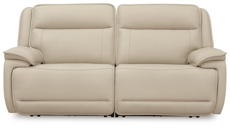 Double Deal 2-Piece Dual Power Leather Reclining Modular Loveseat, Almond