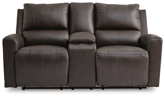 Boxmere Power Leather Reclining Loveseat with Console
