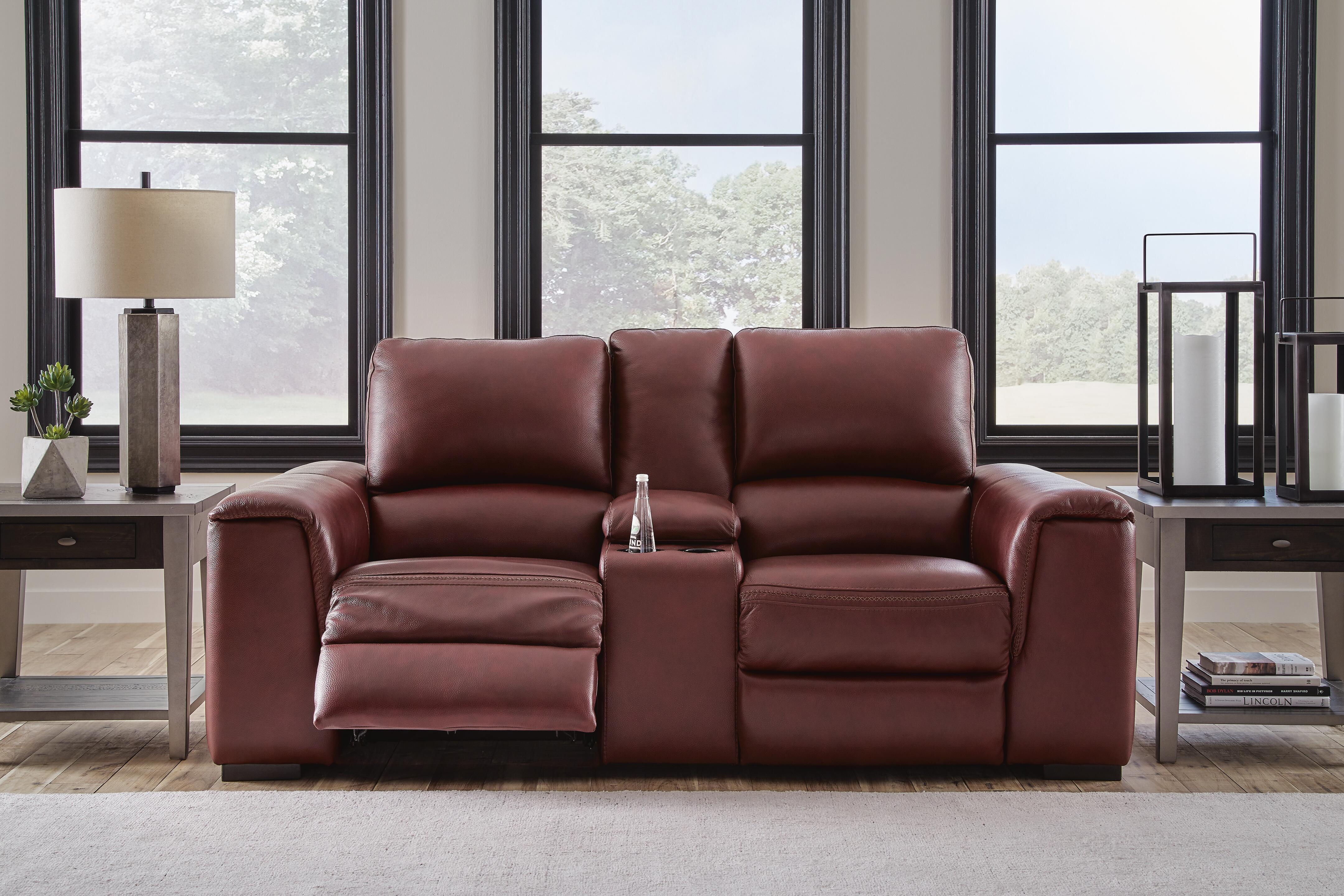 Alessandro Power Reclining Loveseat with Console, Garnet, large